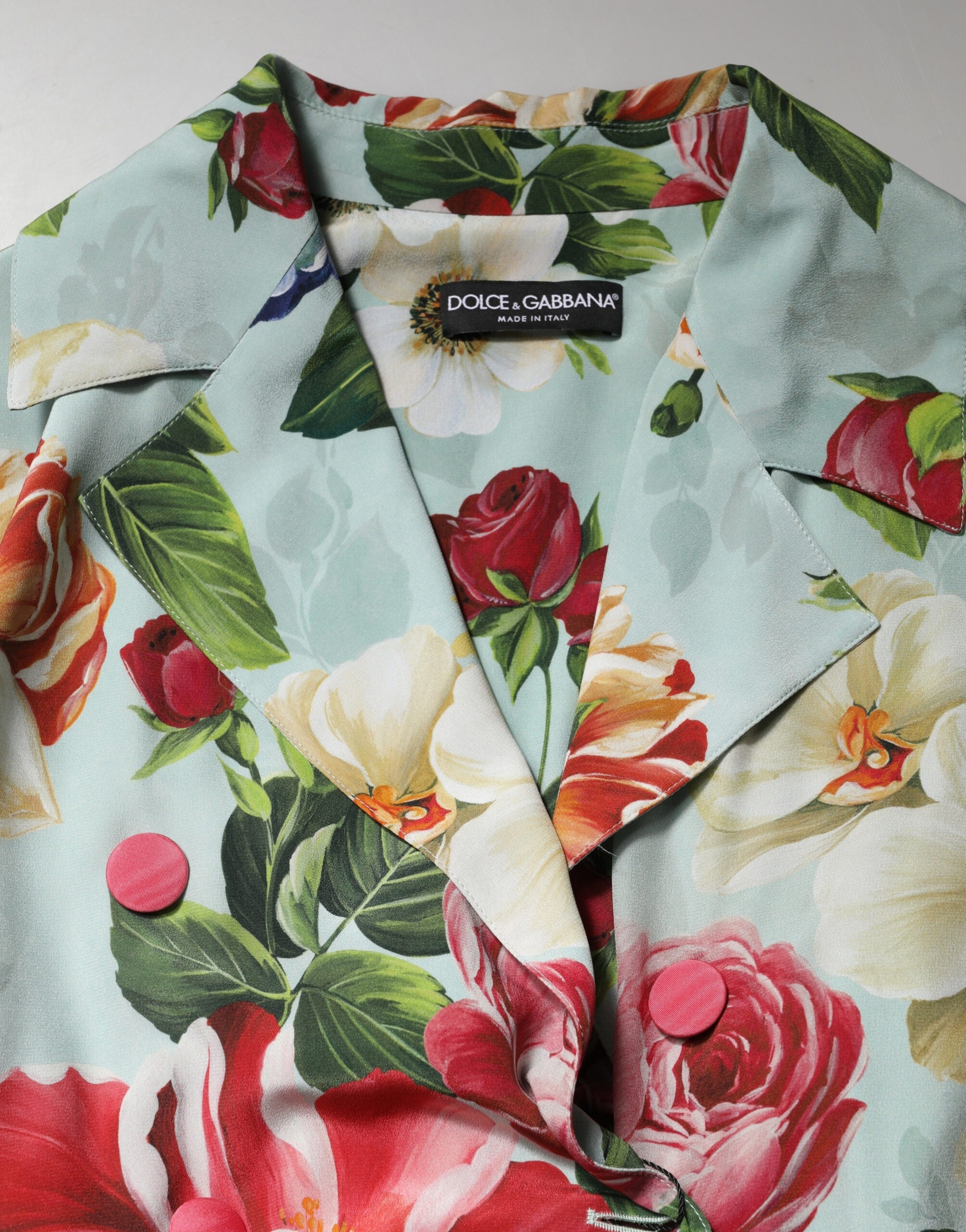 Dolce & Gabbana Grünes Seiden-Wickelkleid mit Blumenmuster, Midi-Länge und langen Ärmeln