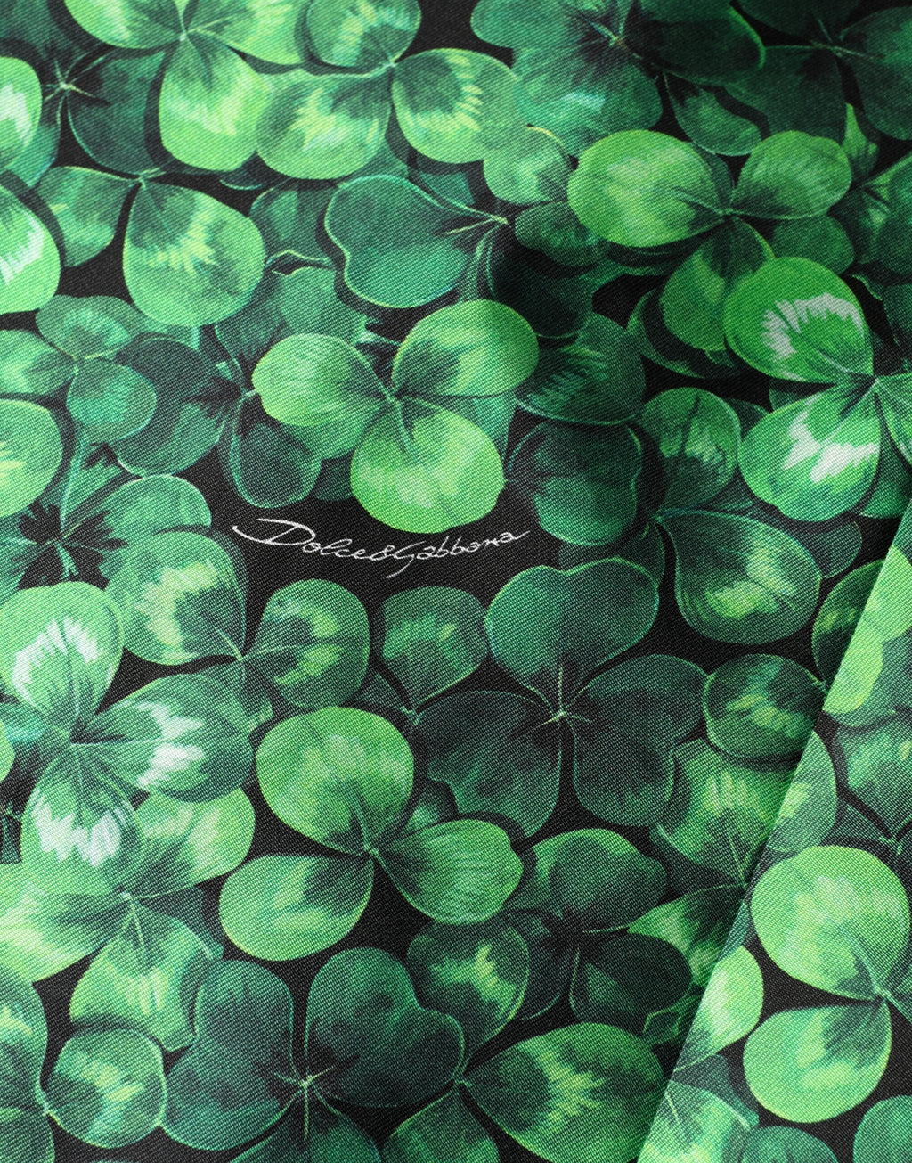 Dolce & Gabbana Ärmelloses A-Linien-Kleid mit grünem Kleeblatt-Print
