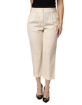 Dolce & Gabbana Elfenbein-Wollhose mit mittelhohem Bund und Cropped-Schnitt