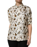 Dolce & Gabbana Kurzes Oberteil in Beige mit Noten-Print