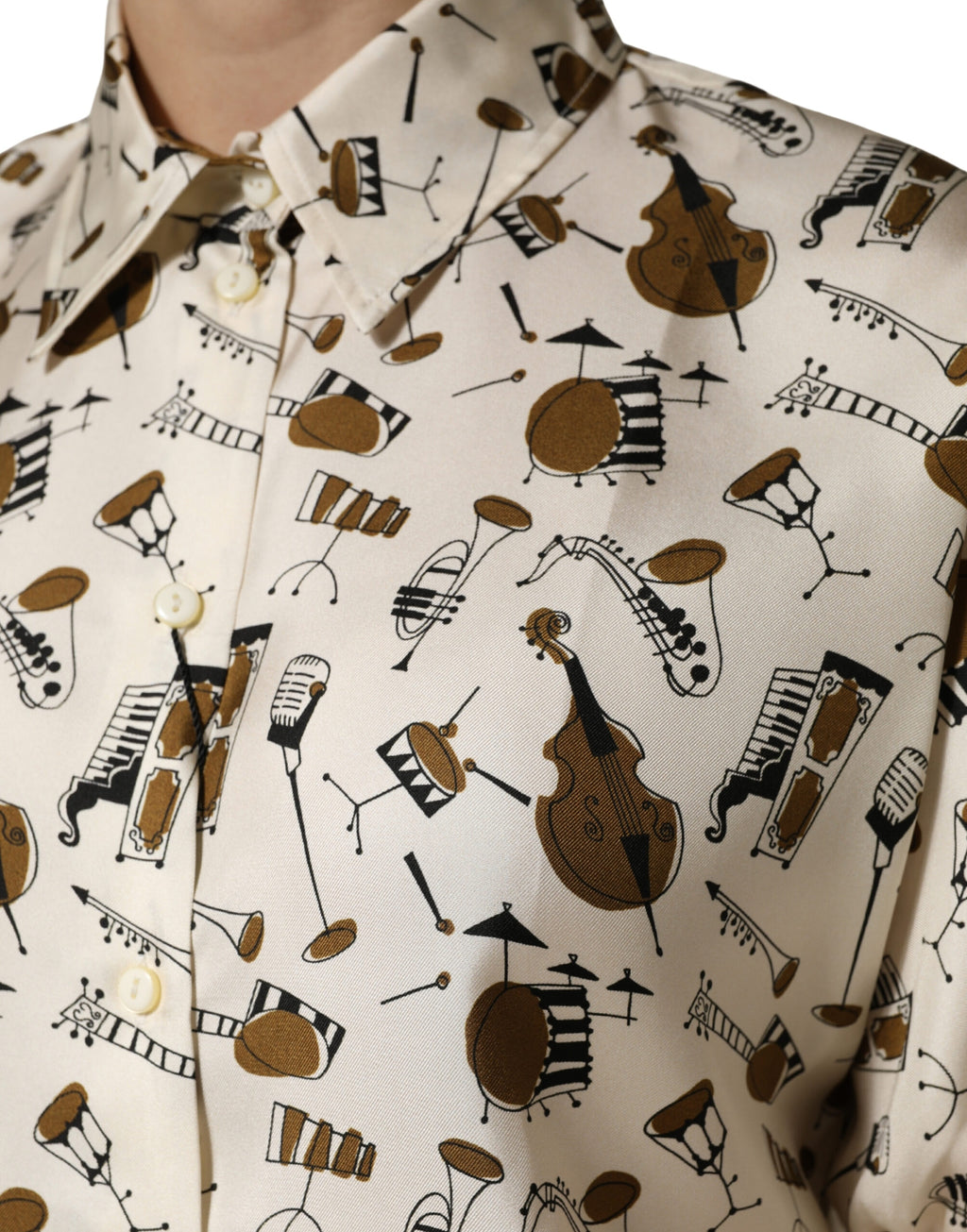 Dolce & Gabbana Kurzes Oberteil in Beige mit Noten-Print