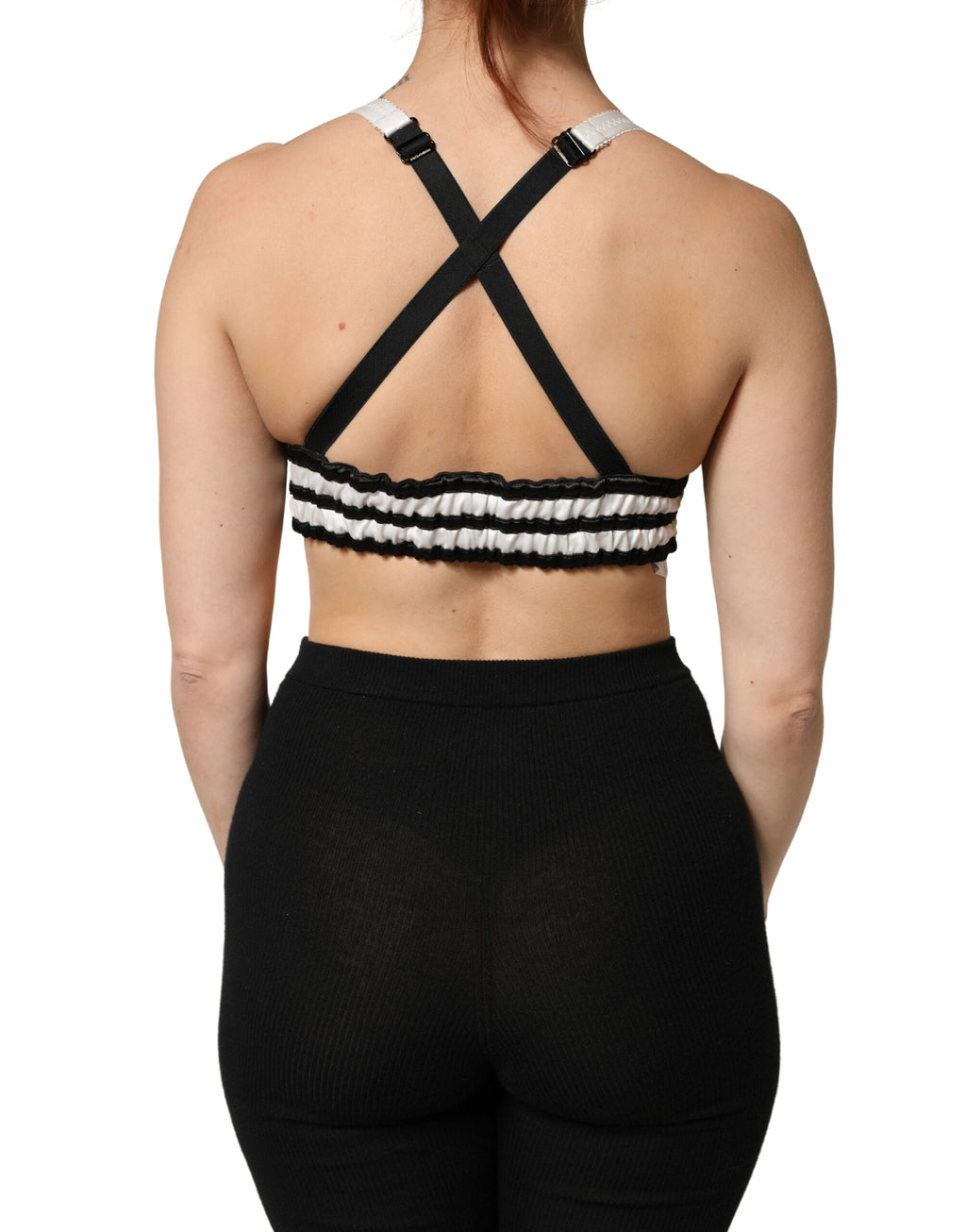 Dolce & Gabbana Schwarzer Crop-Bralette-Top aus Seidensatin mit Blumenmuster und Logo