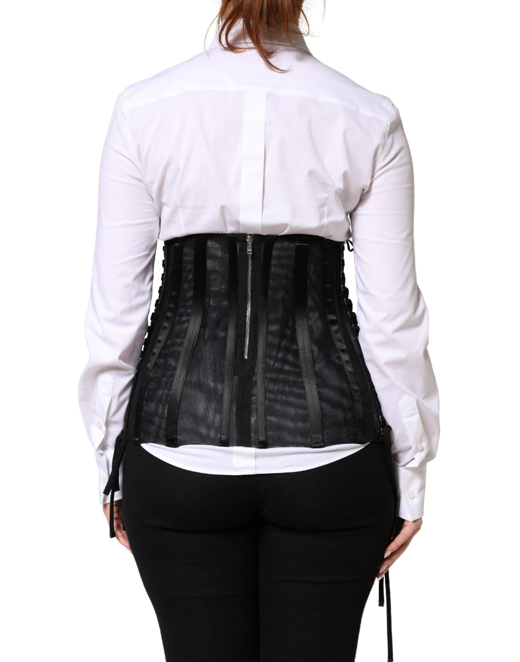 Dolce & Gabbana Black Lace-Up Corset Waist Belt