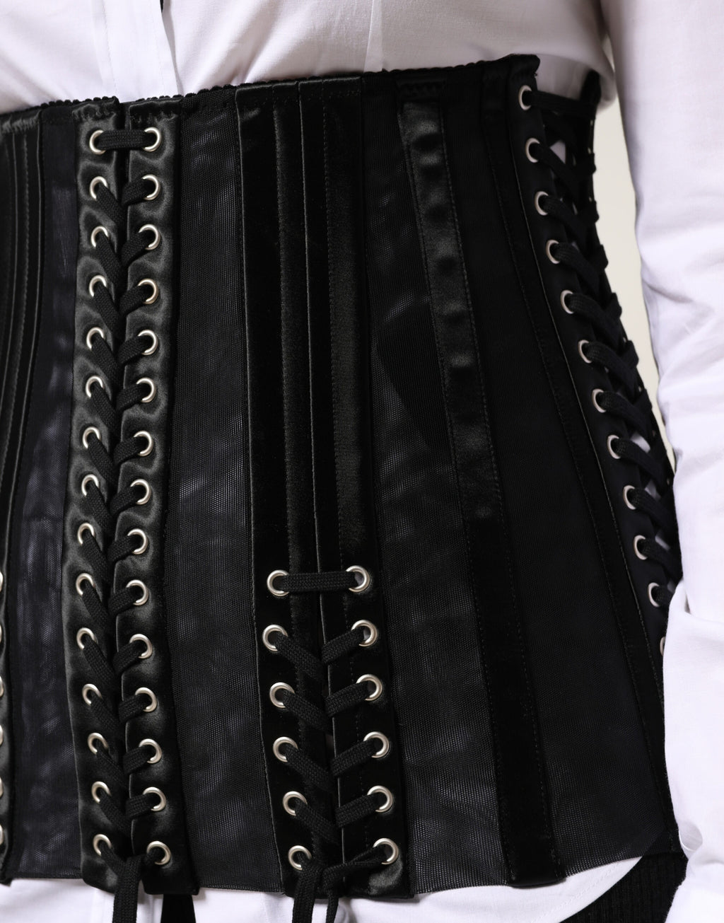 Dolce & Gabbana Black Lace-Up Corset Waist Belt