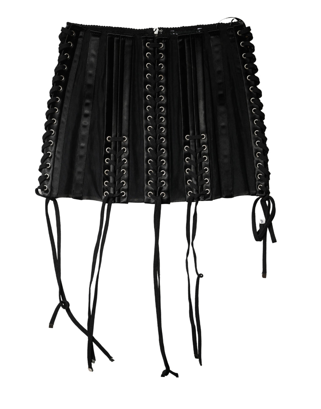 Dolce & Gabbana Black Lace-Up Corset Waist Belt