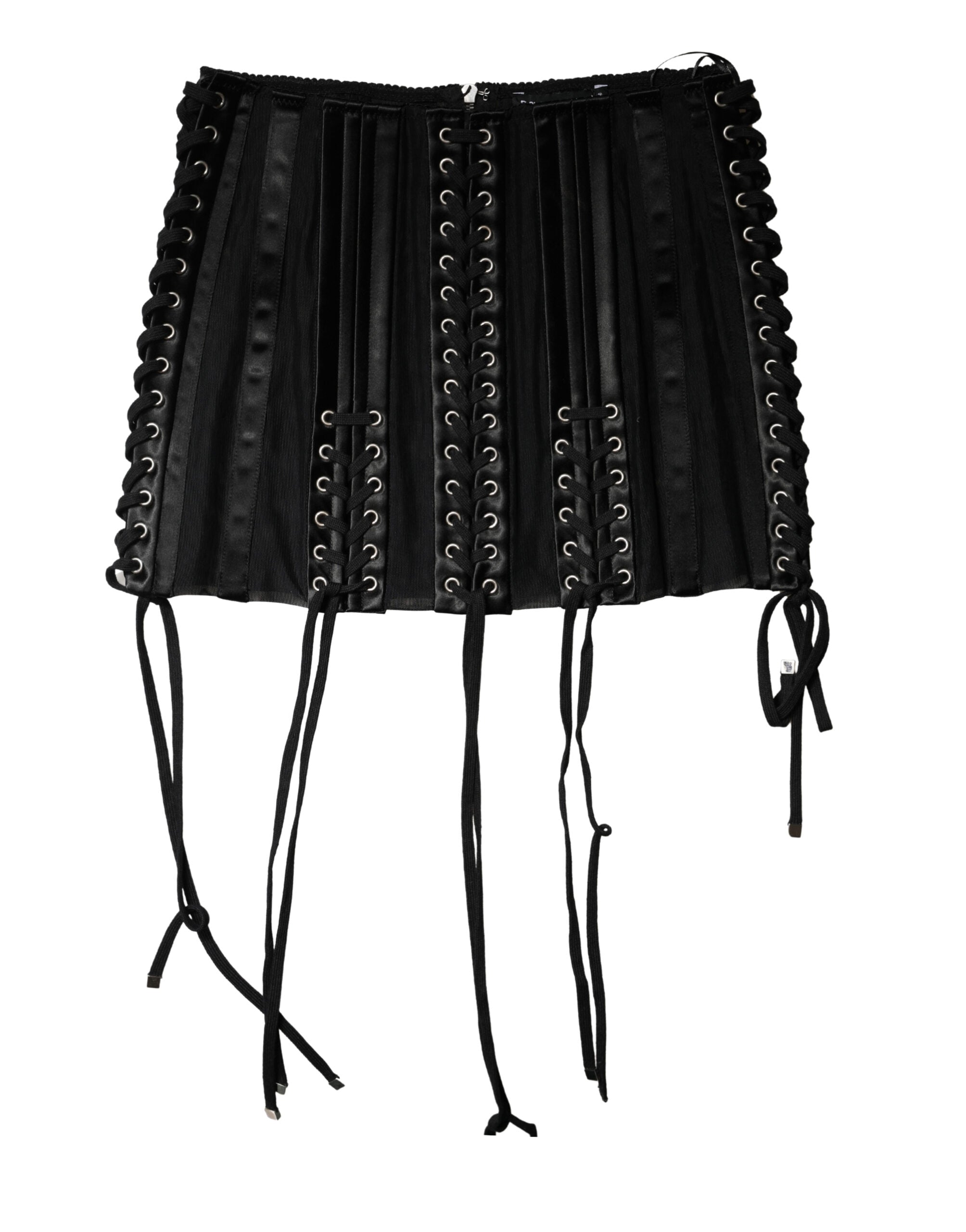 Dolce & Gabbana Black Lace-Up Corset Waist Belt