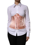 Dolce & Gabbana Pale Pink Silk Lace-Up Waist Cincher Corset Top