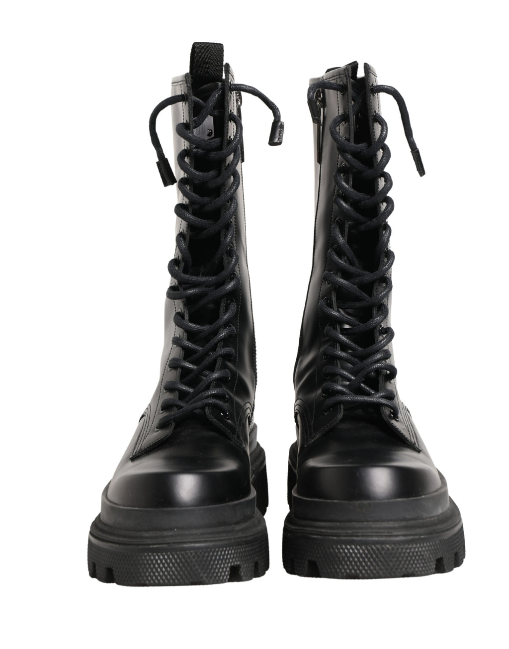 Dolce & Gabbana Schwarze Leder Combat Boots mit Trekking-Sohle
