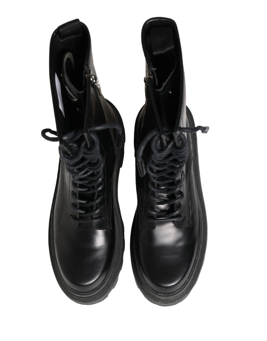 Dolce & Gabbana Schwarze Leder Combat Boots mit Trekking-Sohle