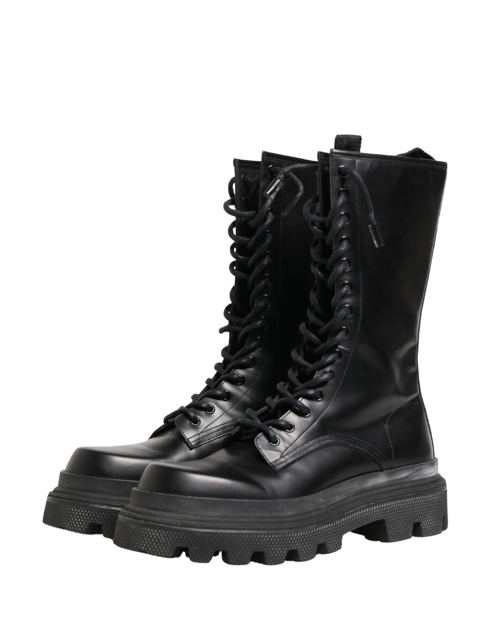 Dolce & Gabbana Schwarze Leder Combat Boots mit Trekking-Sohle