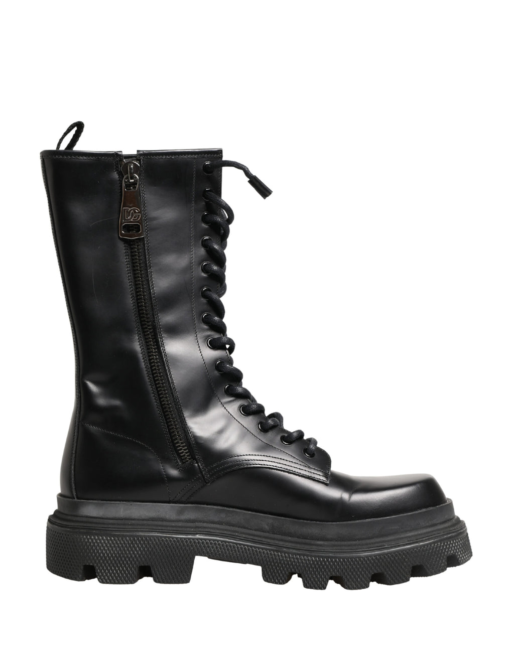 Dolce & Gabbana Schwarze Leder Combat Boots mit Trekking-Sohle