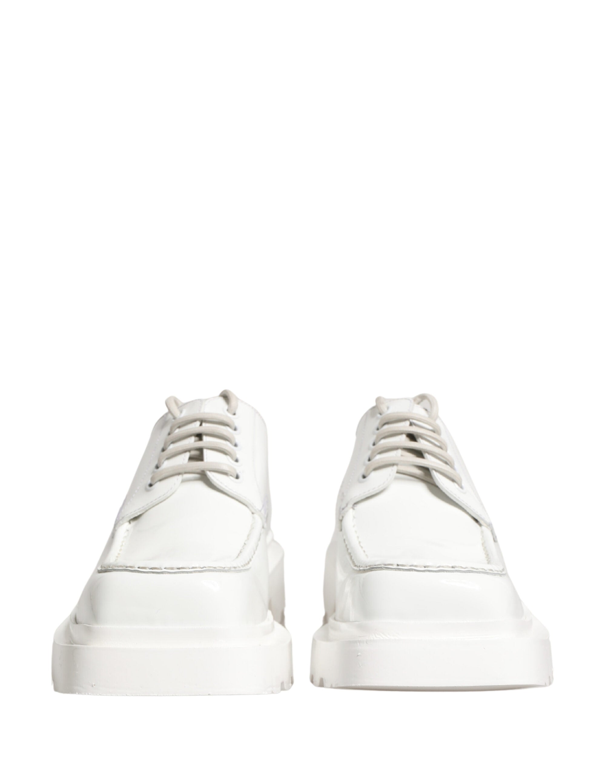 Dolce & Gabbana Weiße Derby-Schuhe mit klobiger Sohle aus Leder
