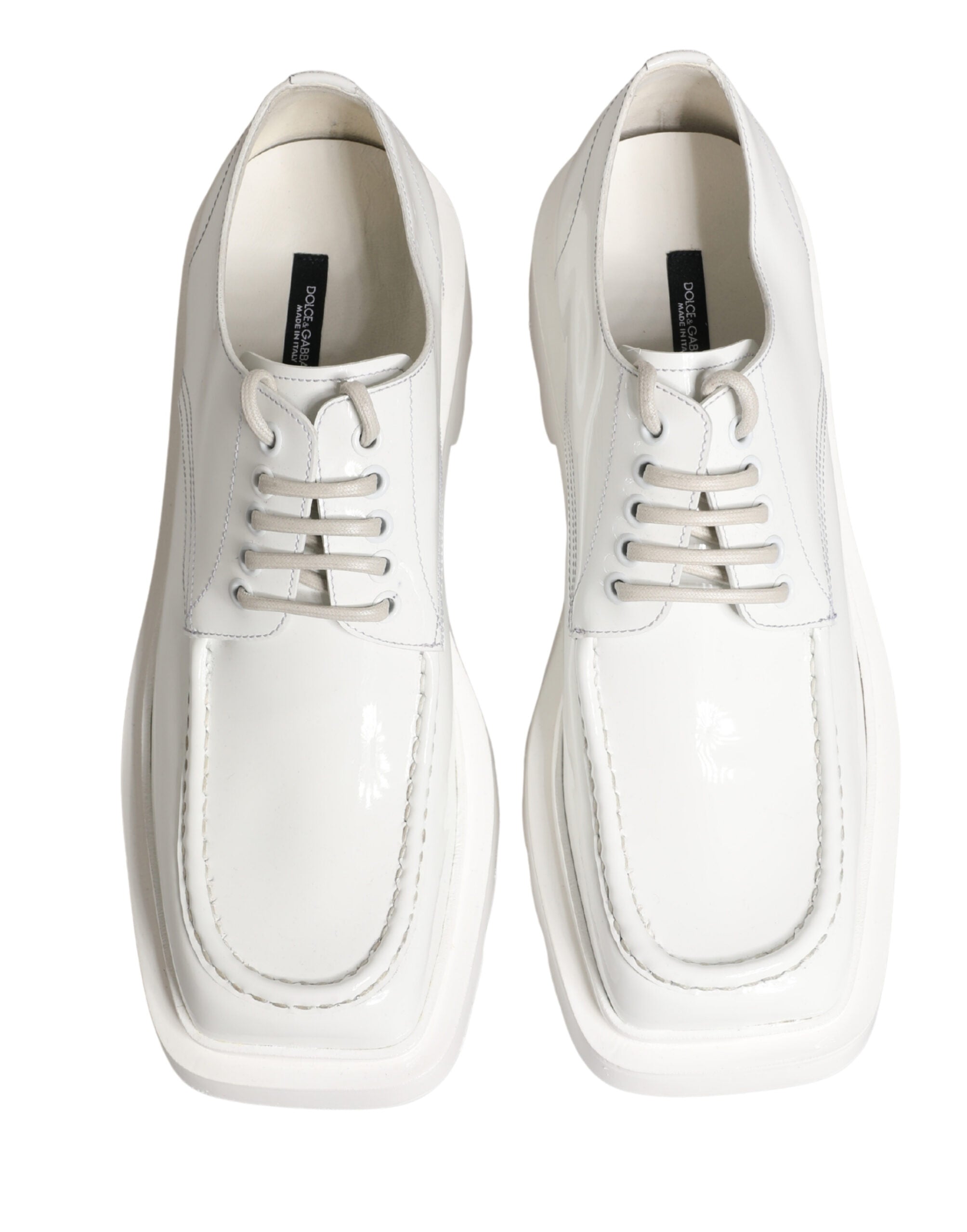 Dolce & Gabbana Weiße Derby-Schuhe mit klobiger Sohle aus Leder