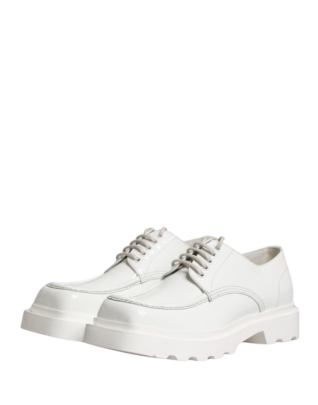 Dolce & Gabbana Weiße Derby-Schuhe mit klobiger Sohle aus Leder
