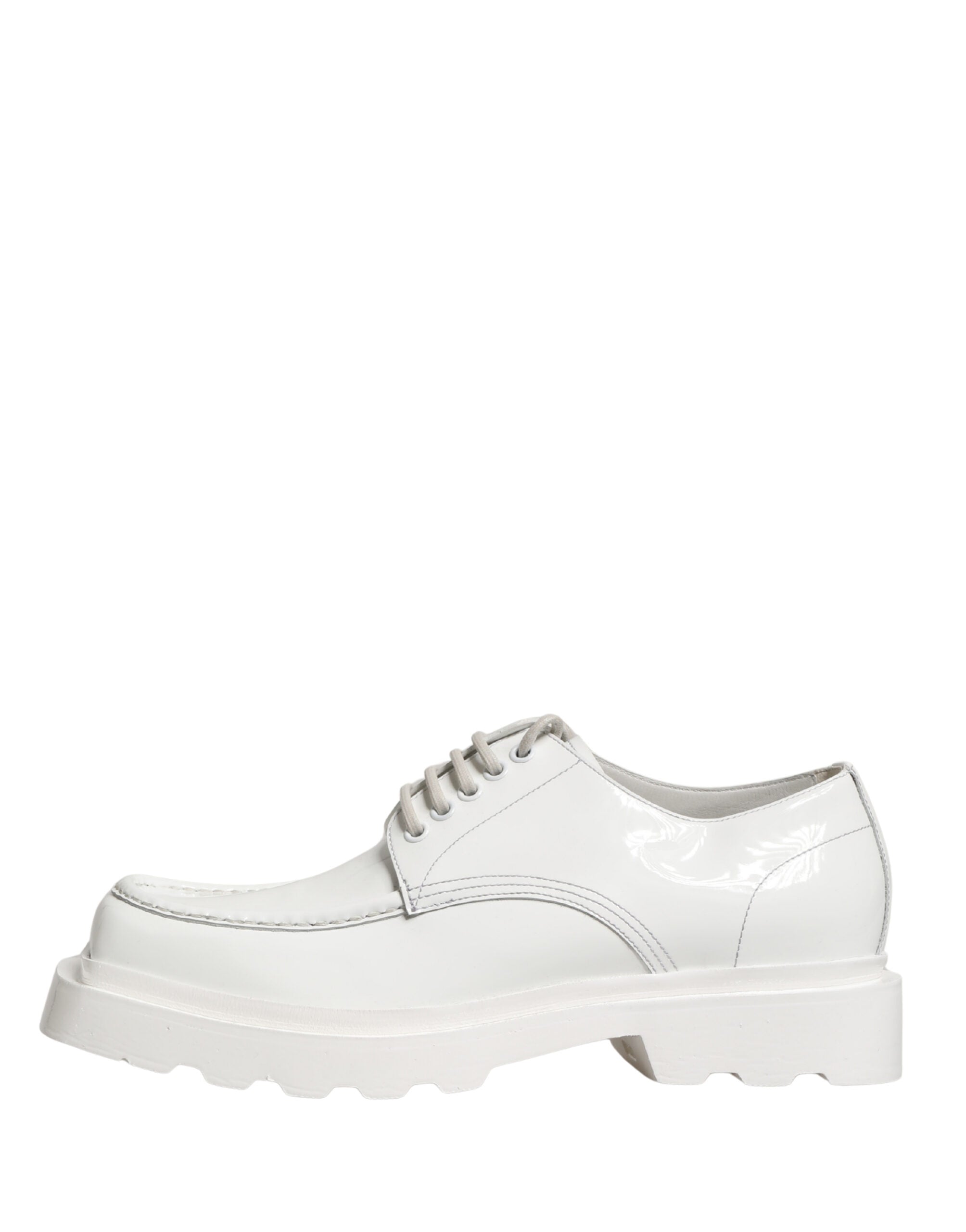 Dolce & Gabbana Weiße Derby-Schuhe mit klobiger Sohle aus Leder