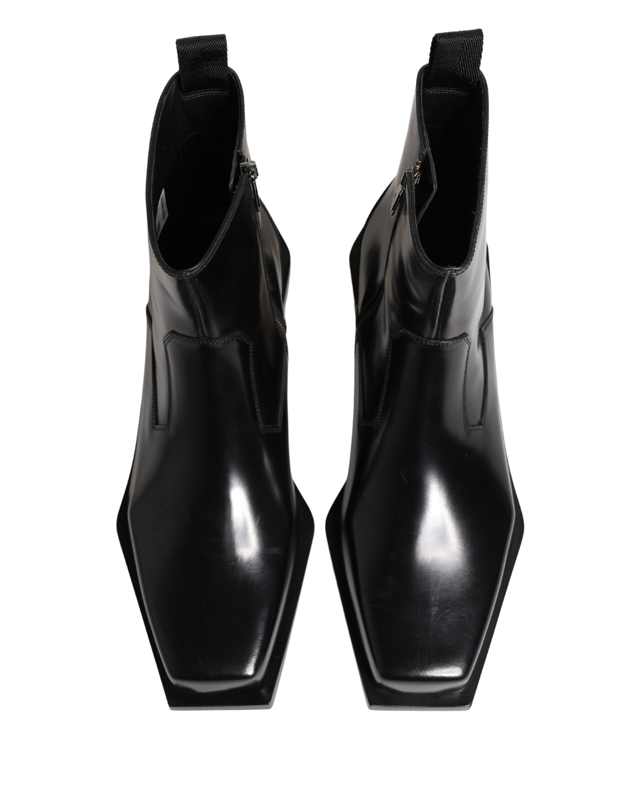 Dolce & Gabbana Schwarze Leder-Ankle Boots mit Reißverschluss