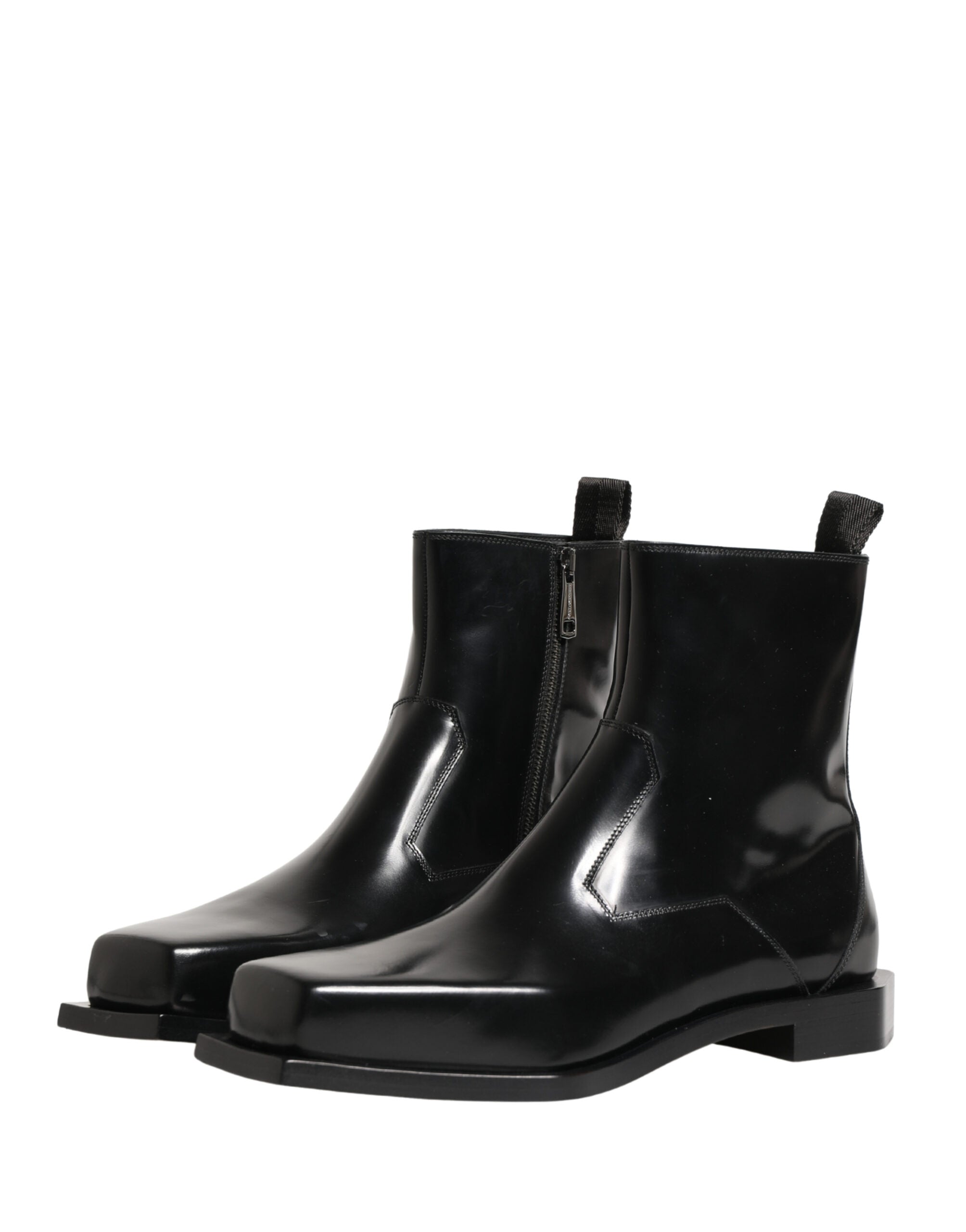 Dolce & Gabbana Schwarze Leder-Ankle Boots mit Reißverschluss