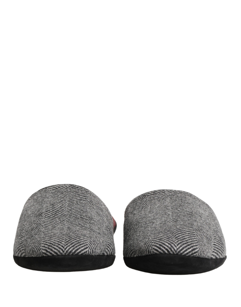 Dolce & Gabbana Grey Herringbone Cashmere Slipper Shoes