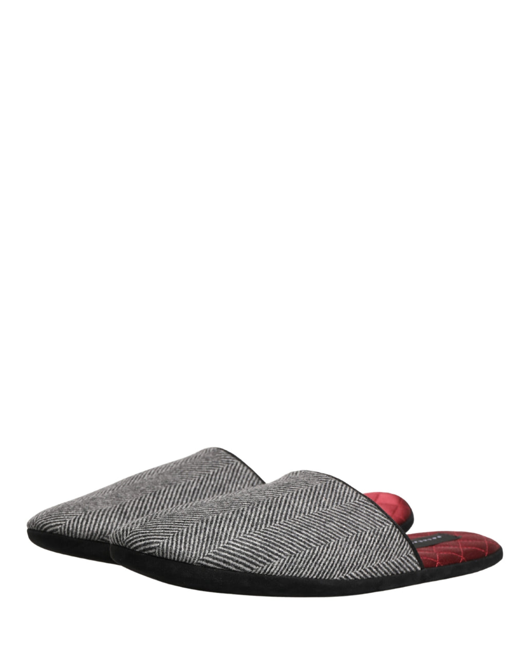 Dolce & Gabbana Grey Herringbone Cashmere Slipper Shoes