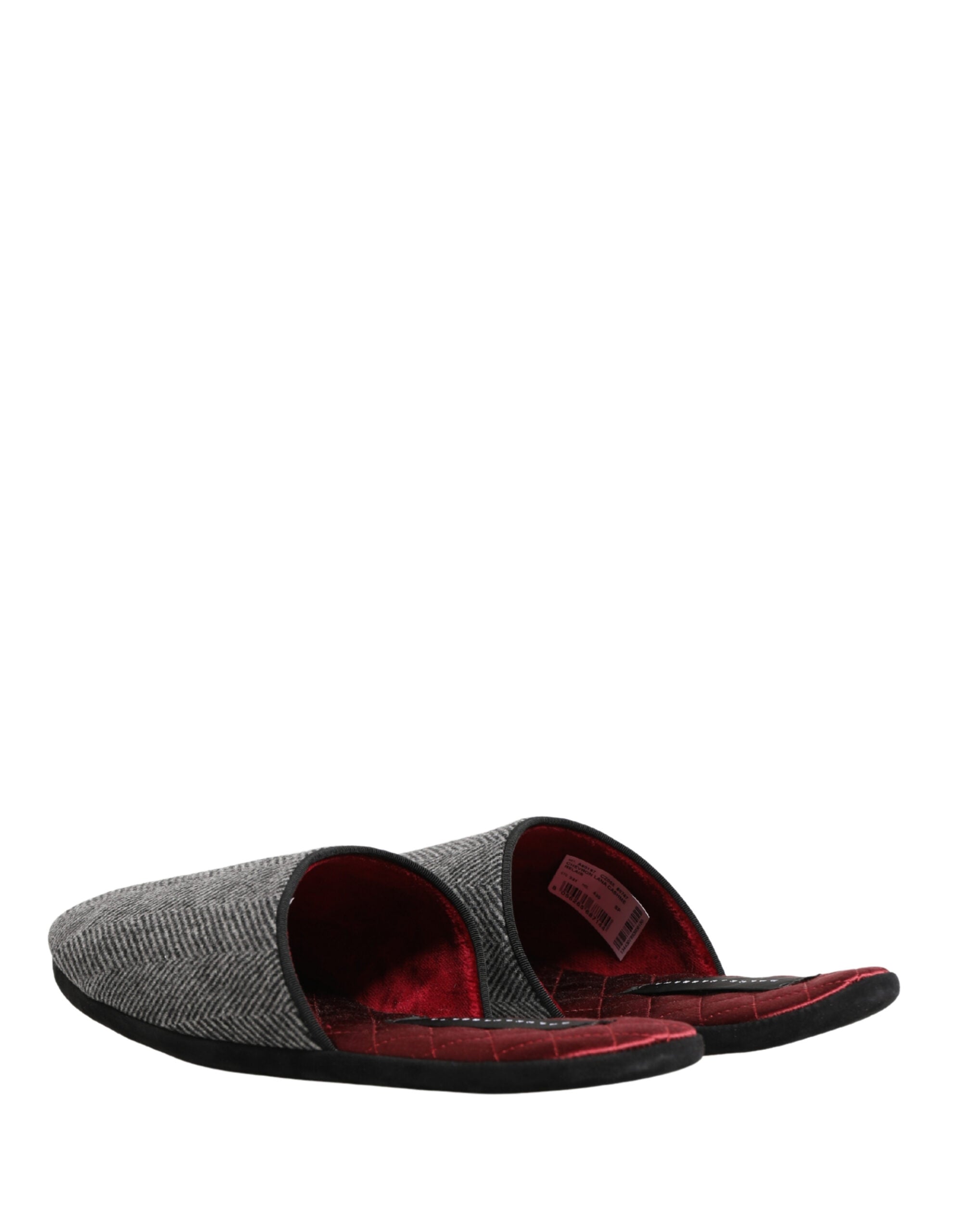 Dolce & Gabbana Grey Herringbone Cashmere Slipper Shoes