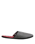 Dolce & Gabbana Grey Herringbone Cashmere Slipper Shoes