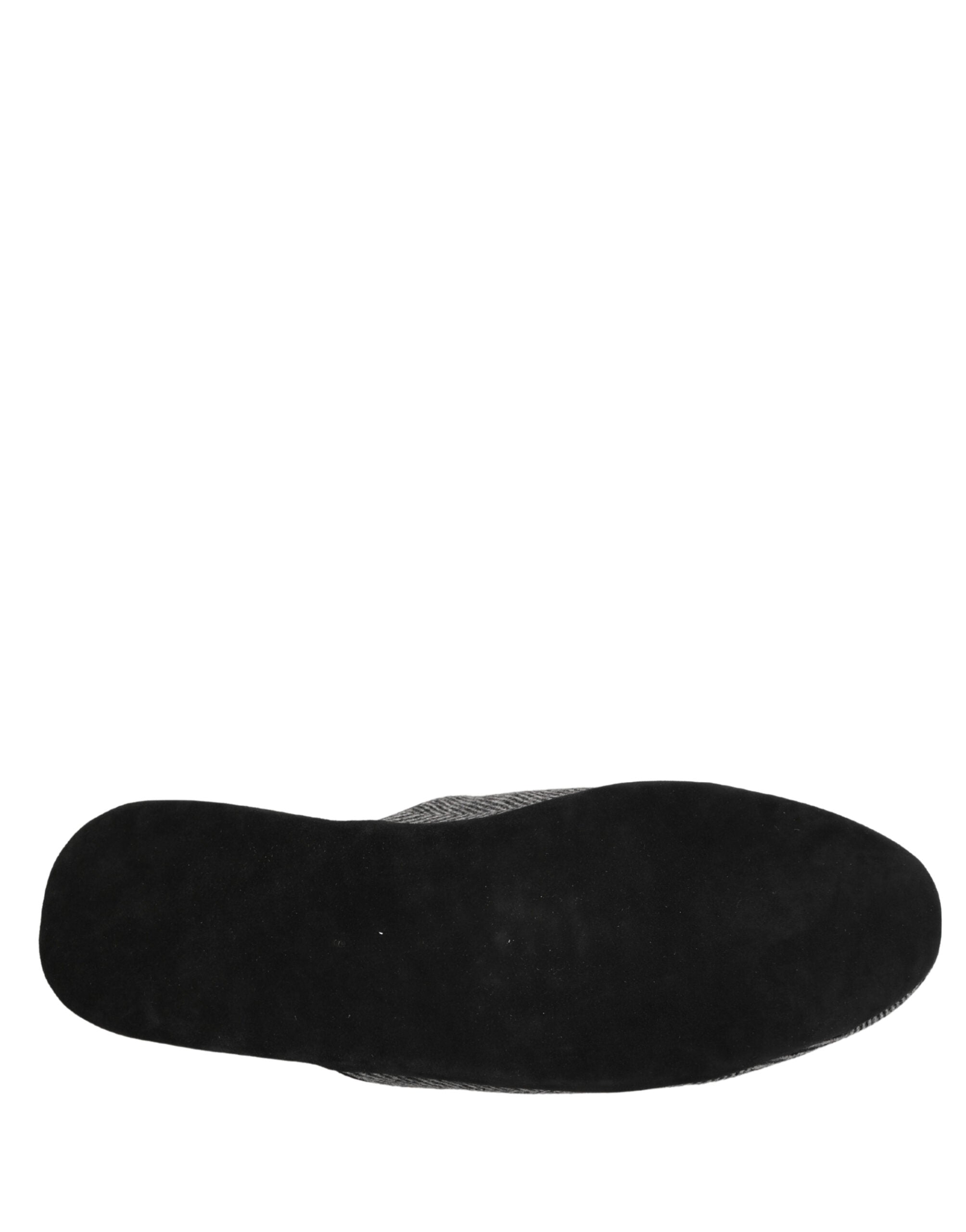 Dolce & Gabbana Grey Herringbone Cashmere Slipper Shoes