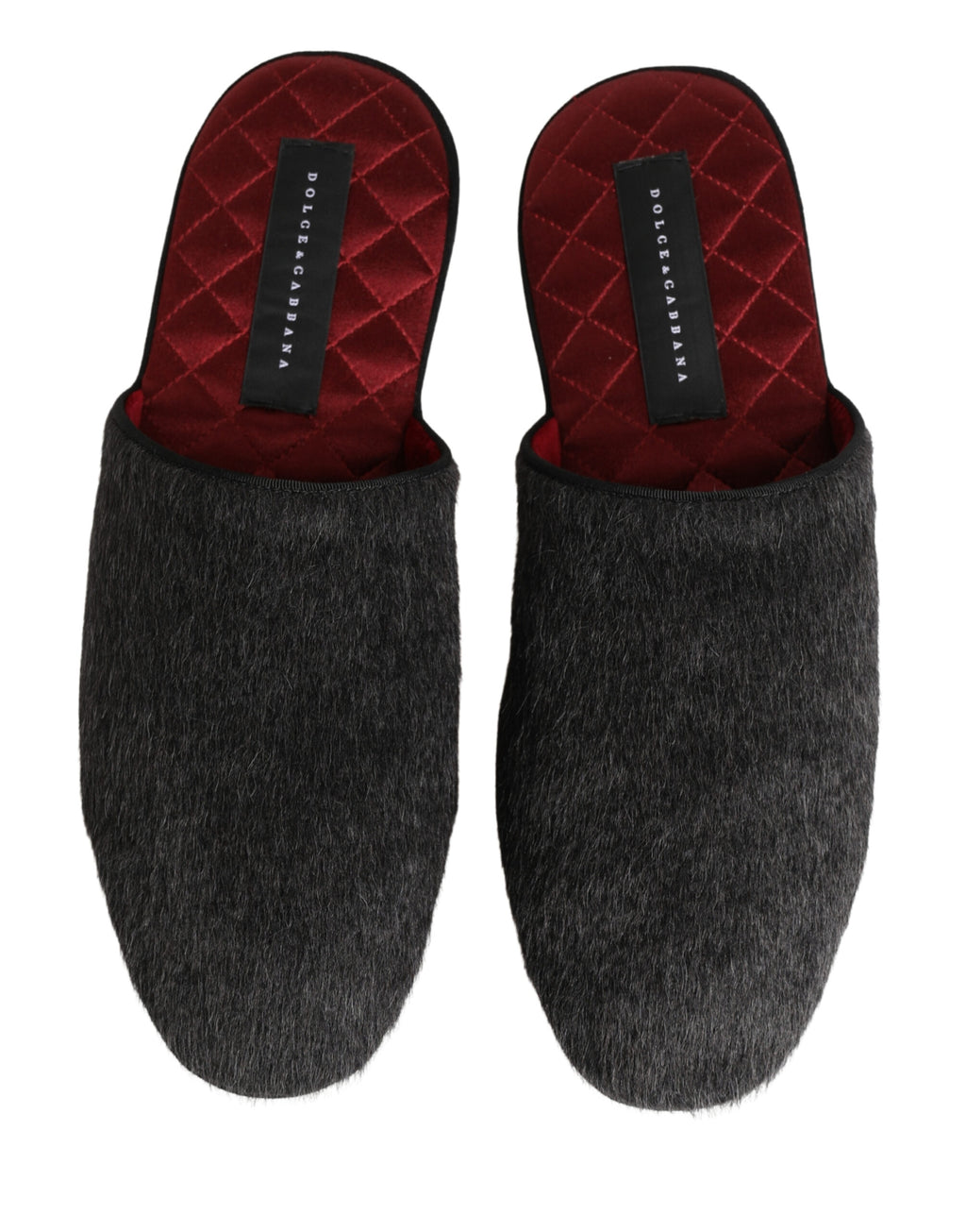 Dolce & Gabbana Dunkelgraue Anthrazit Woll-Slipper
