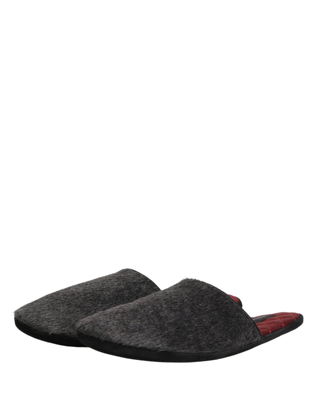 Dolce & Gabbana Dunkelgraue Anthrazit Woll-Slipper