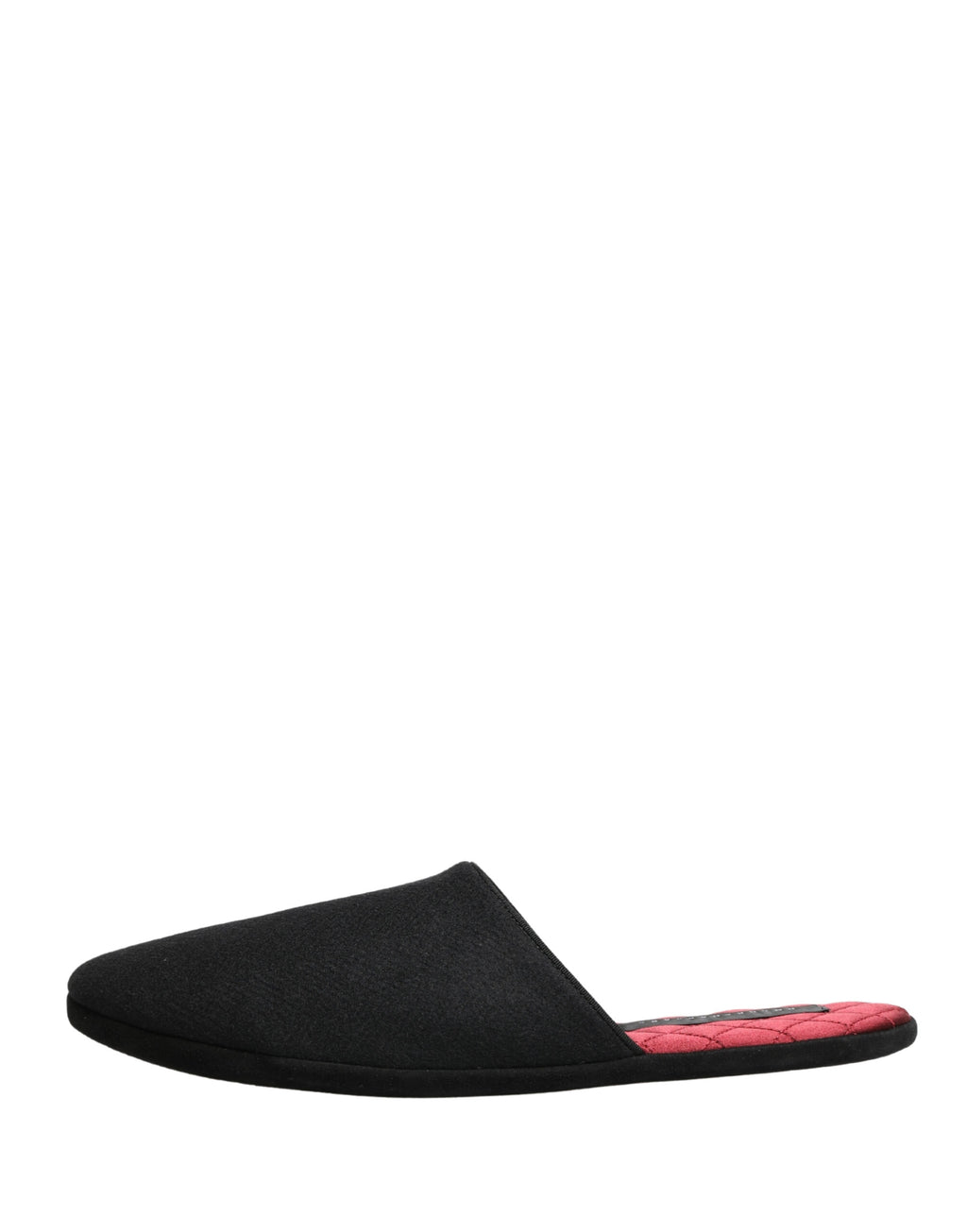 Dolce & Gabbana Black Wool-Cashmere Slippers with Red Stitching