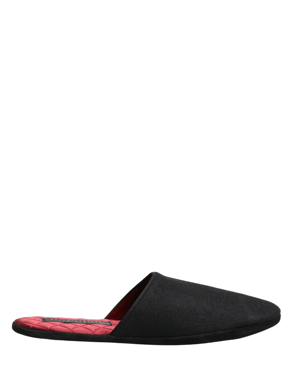 Dolce & Gabbana Black Wool-Cashmere Slippers with Red Stitching