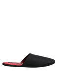 Dolce & Gabbana Black Wool-Cashmere Slippers with Red Stitching