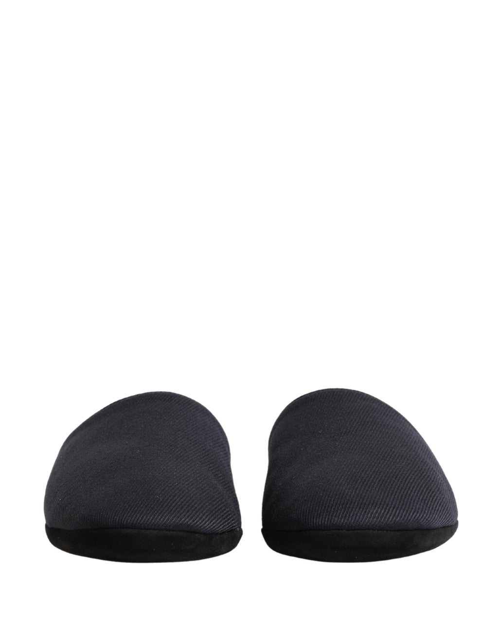 Dolce & Gabbana Dark Blue Wool Cotton Slippers with Red Chevron Pattern