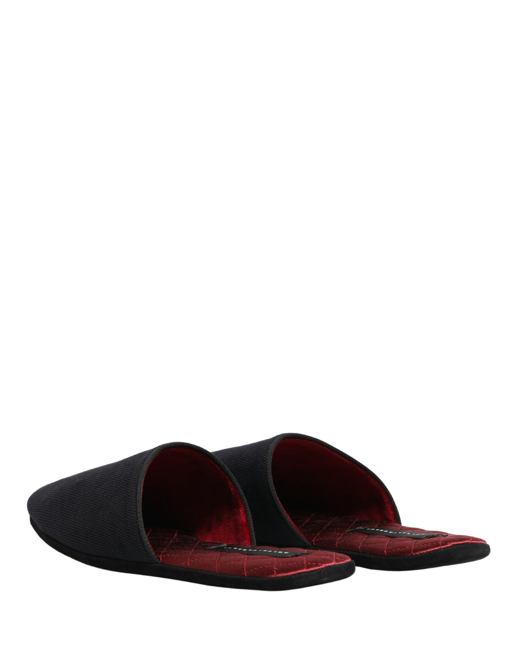 Dolce & Gabbana Dark Blue Wool Cotton Slippers with Red Chevron Pattern