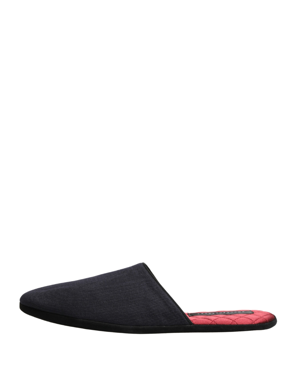 Dolce & Gabbana Dark Blue Wool Cotton Slippers with Red Chevron Pattern