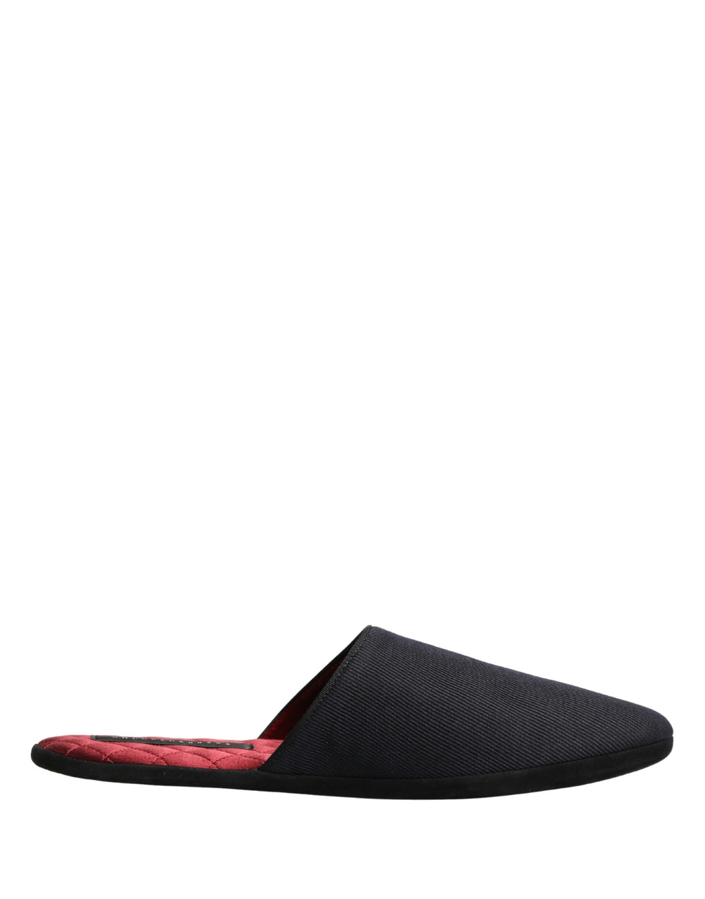 Dolce & Gabbana Dark Blue Wool Cotton Slippers with Red Chevron Pattern