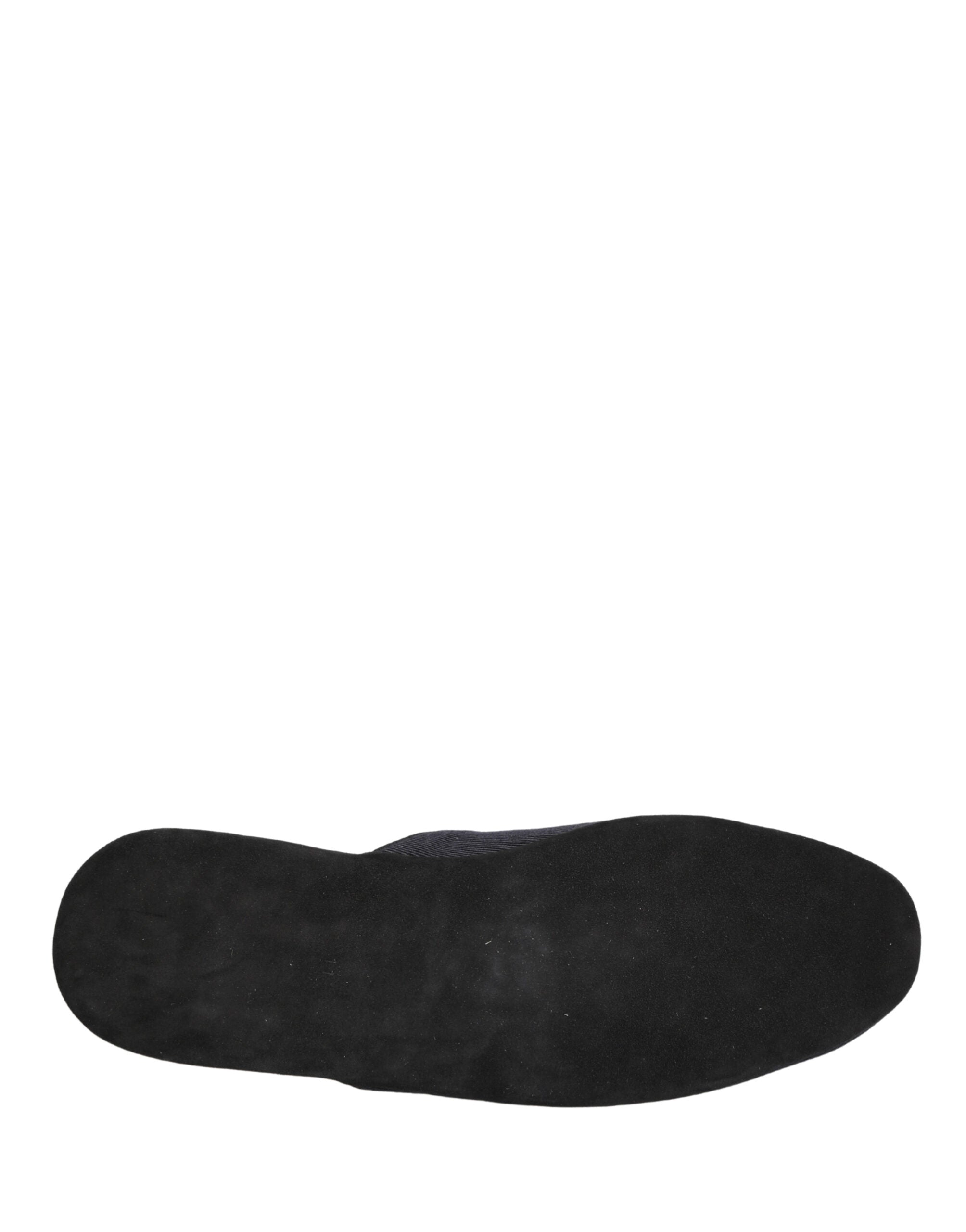 Dolce & Gabbana Dark Blue Wool Cotton Slippers with Red Chevron Pattern