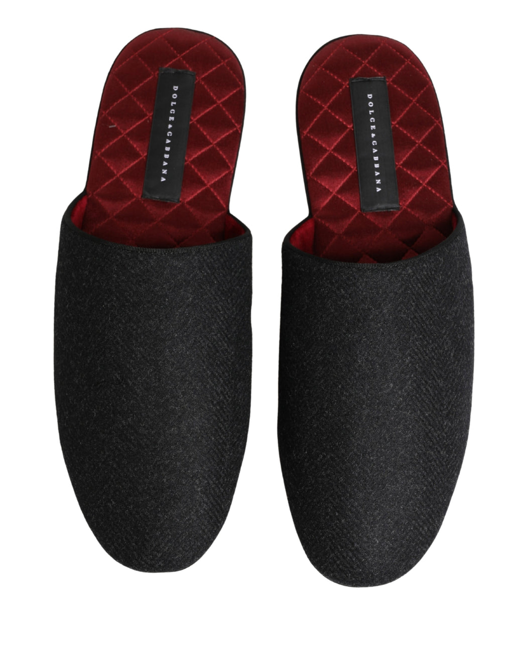 Dolce & Gabbana Anthrazit Woll-Kaschmir Stepp-Slipper