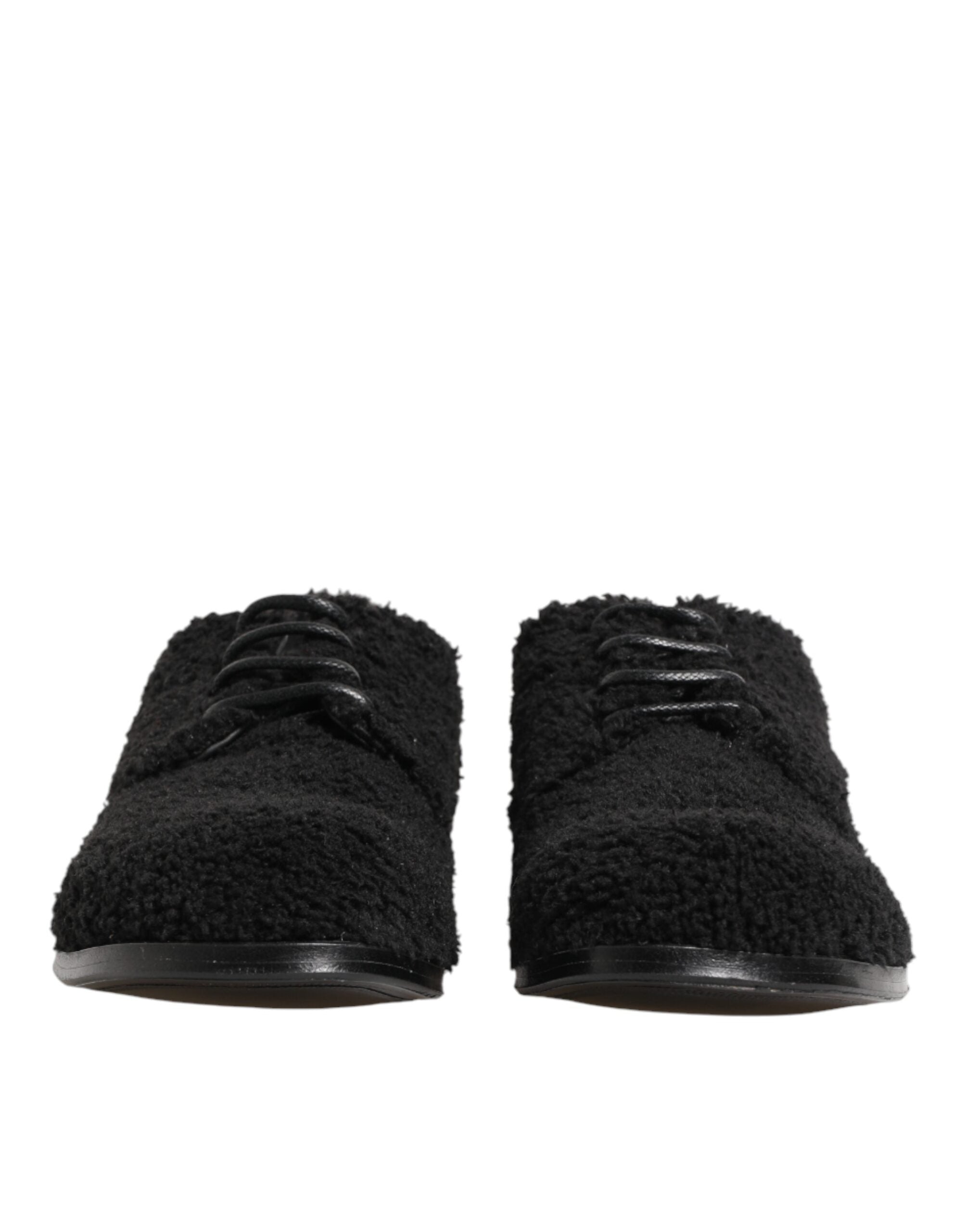 Dolce & Gabbana Men's Black Riccio Lambskin Dress Derby Shoes
