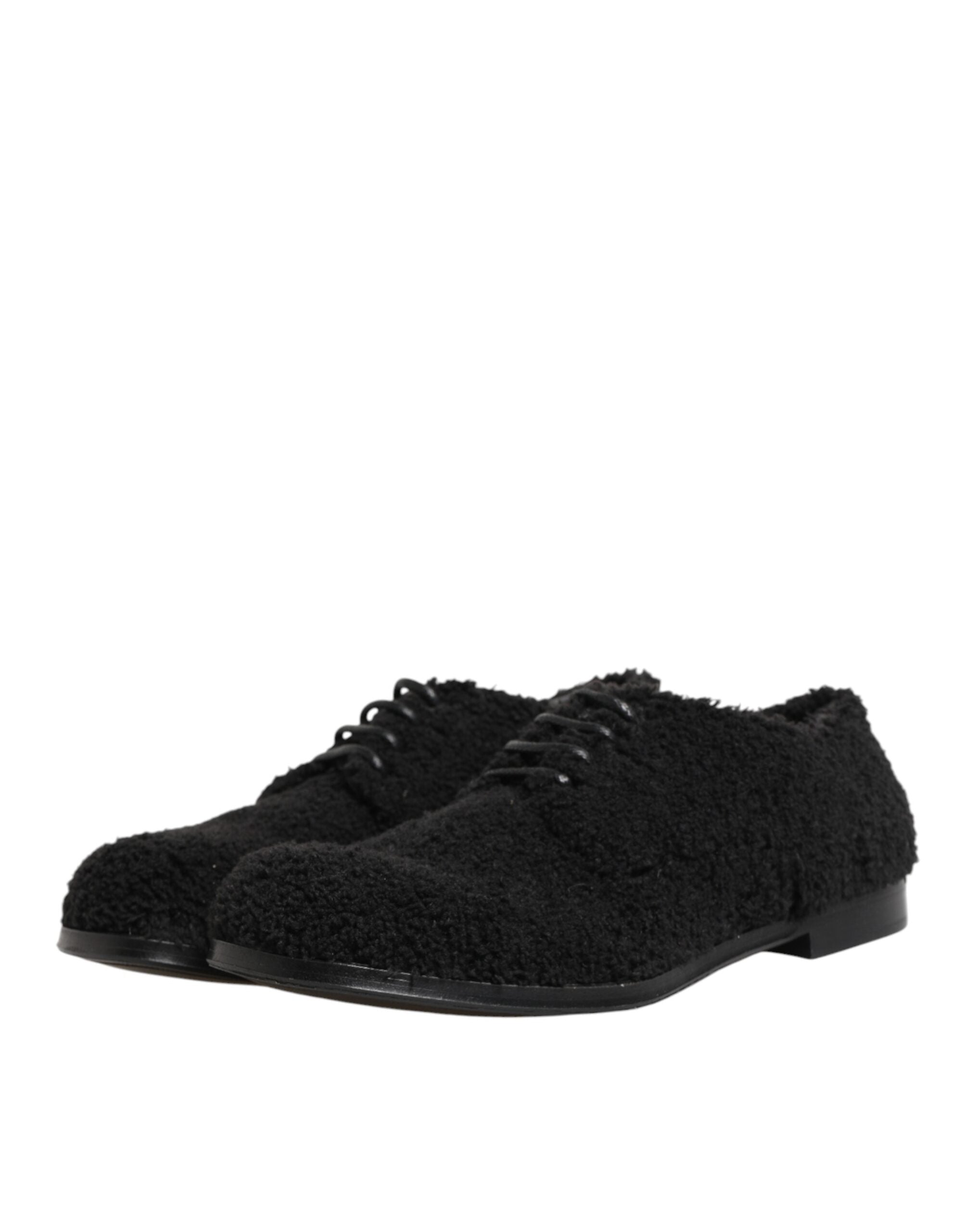 Dolce & Gabbana Men's Black Riccio Lambskin Dress Derby Shoes