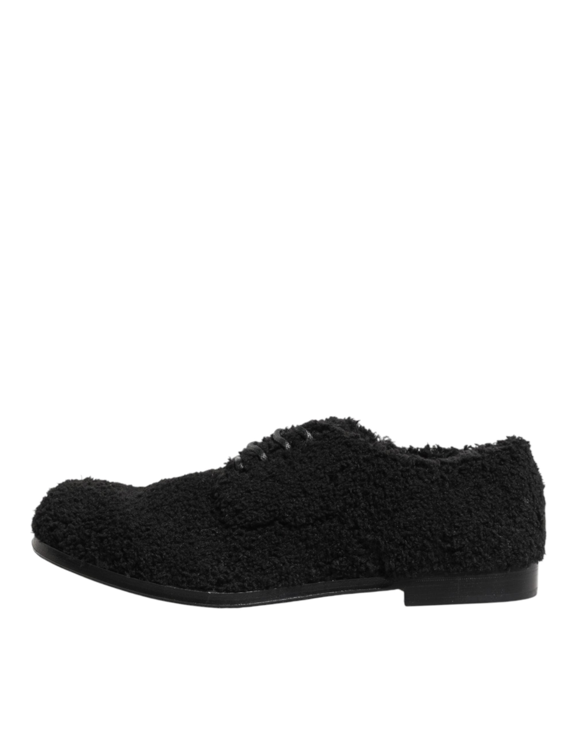Dolce & Gabbana Men's Black Riccio Lambskin Dress Derby Shoes
