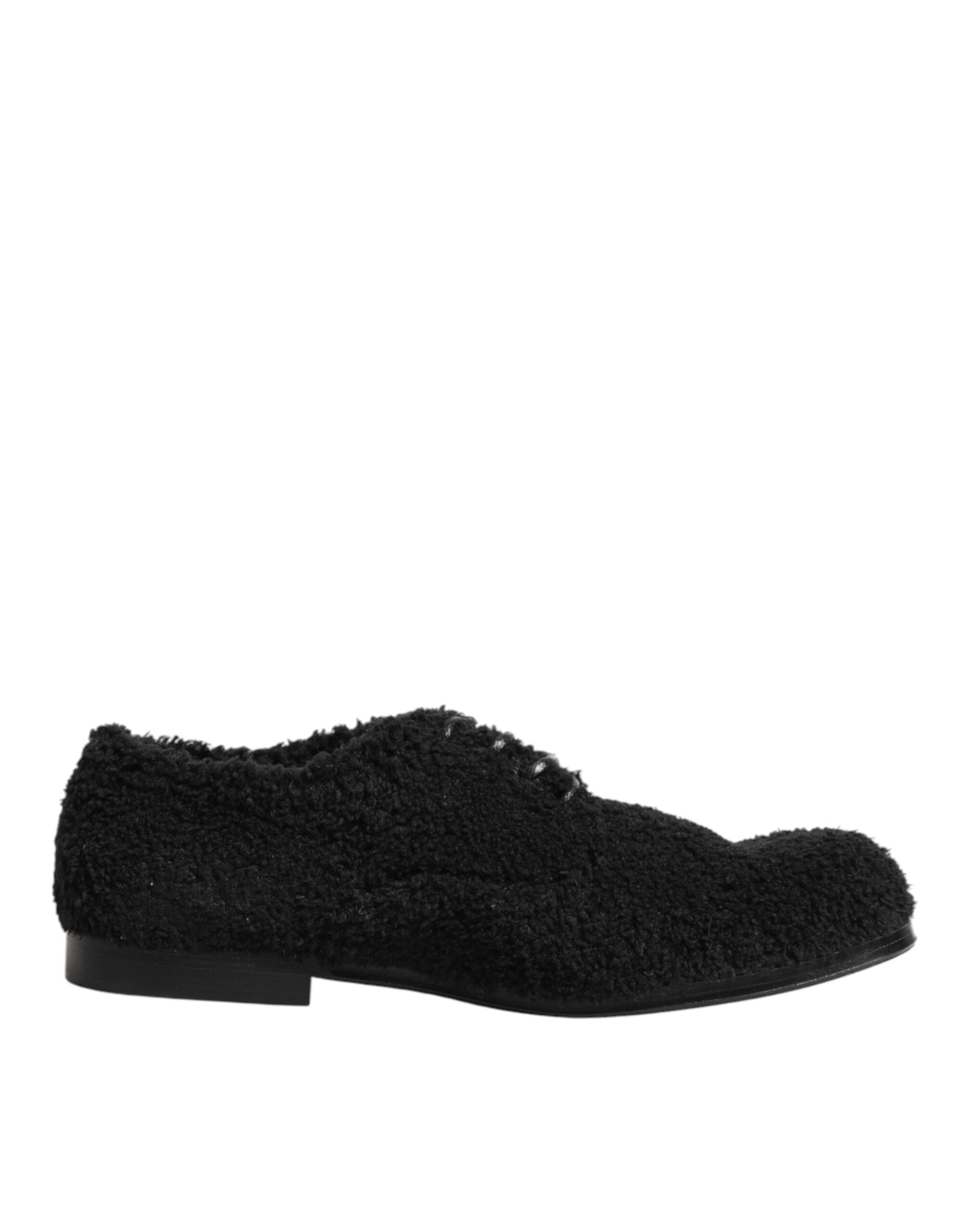 Dolce & Gabbana Men's Black Riccio Lambskin Dress Derby Shoes