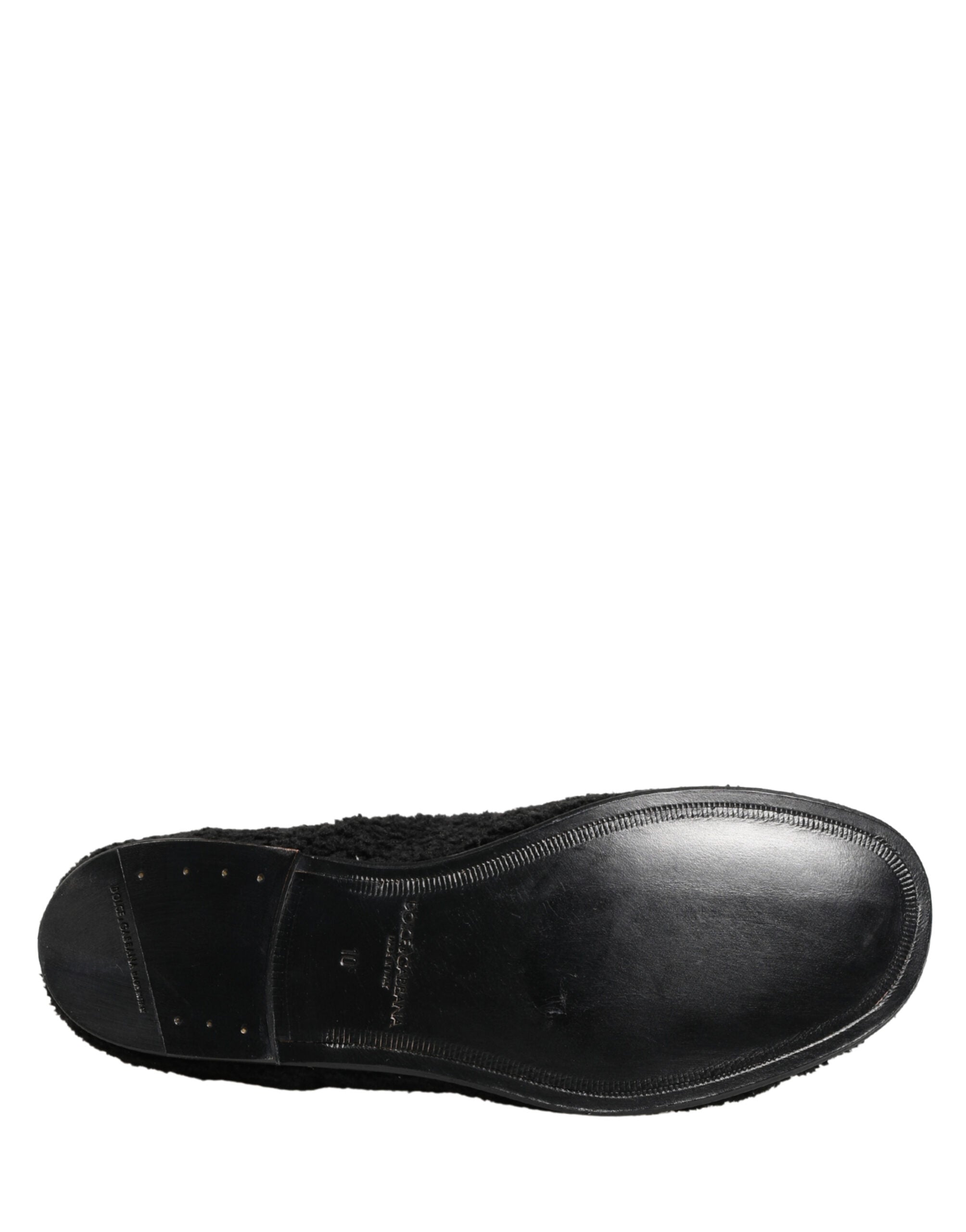 Dolce & Gabbana Men's Black Riccio Lambskin Dress Derby Shoes