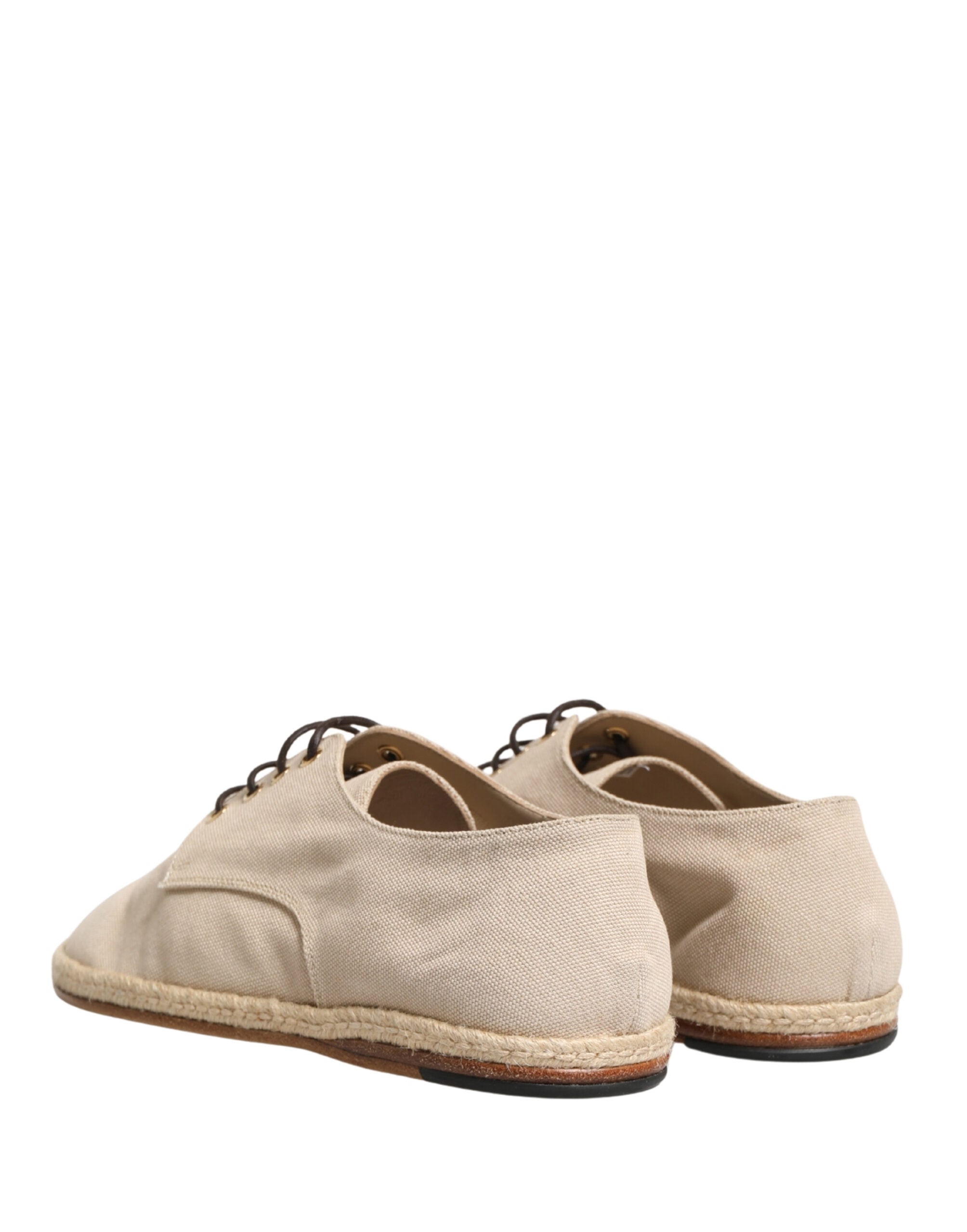 Dolce & Gabbana Beige Espadrille-Sohle Schnür-Derby-Schuhe aus Canvas