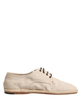 Dolce & Gabbana Beige Espadrille-Sohle Schnür-Derby-Schuhe aus Canvas