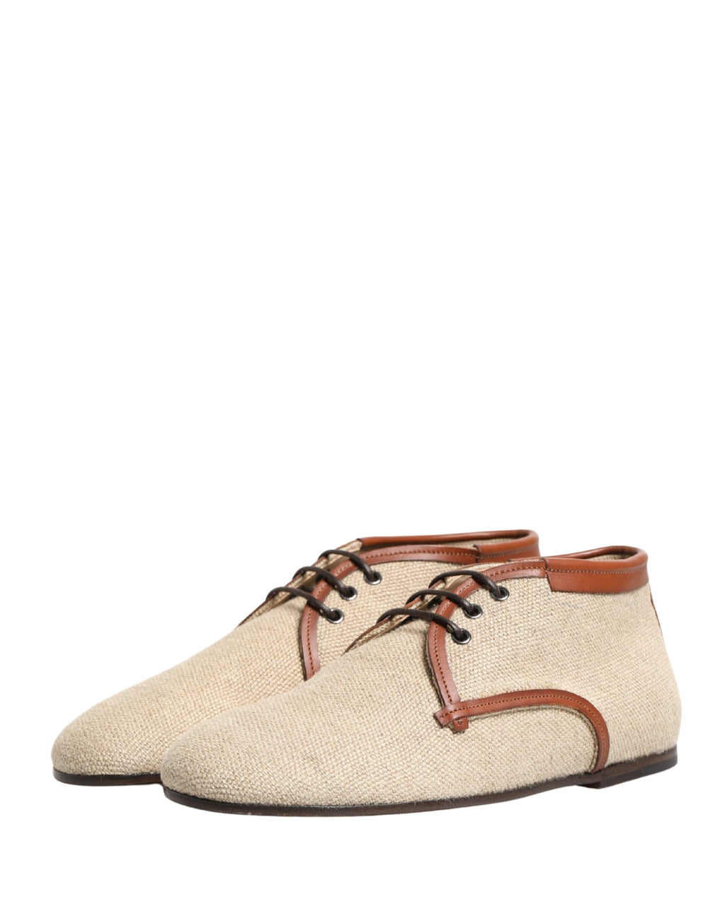 Dolce & Gabbana Men's Beige Canvas Lace-Up Derbies