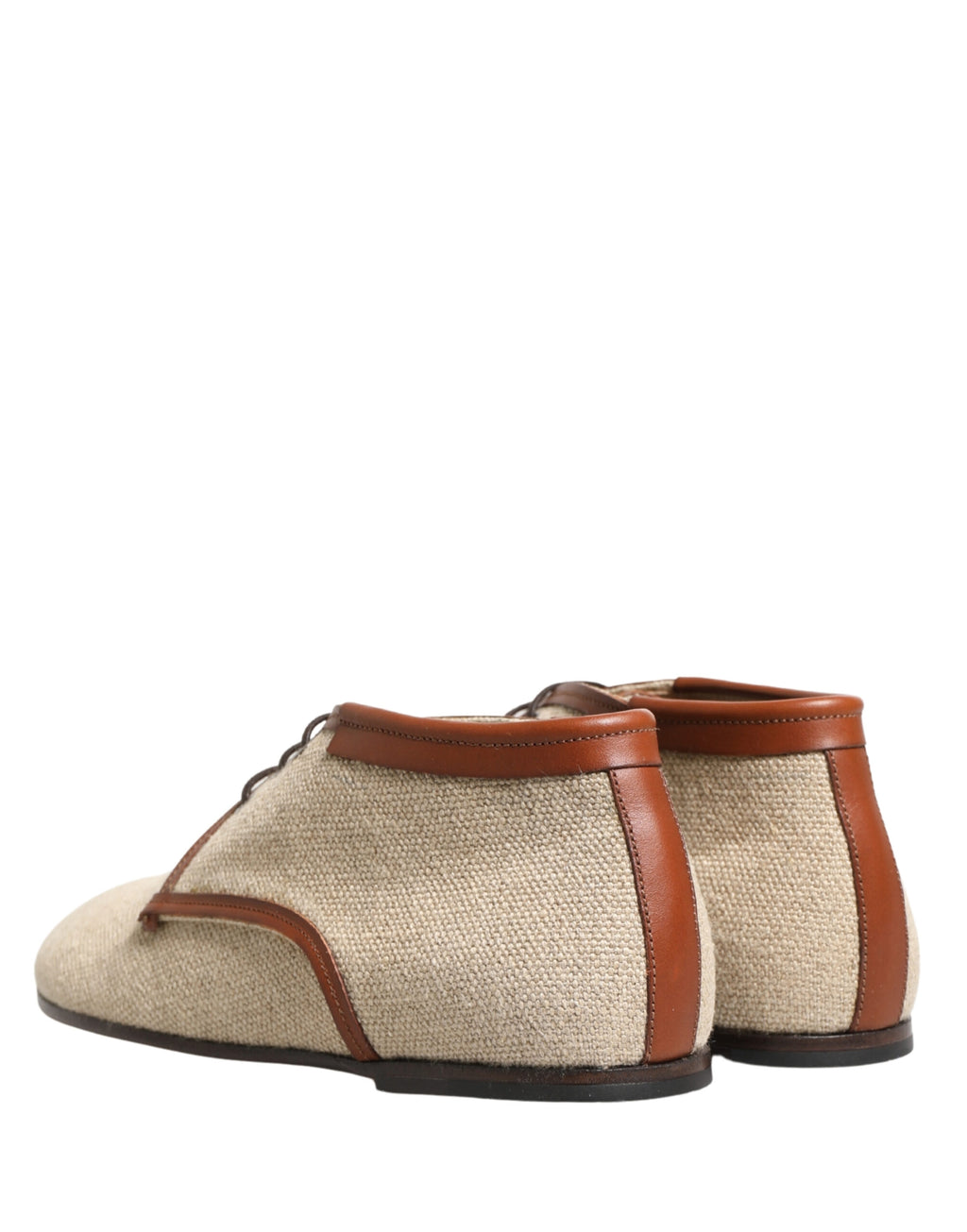 Dolce & Gabbana Men's Beige Canvas Lace-Up Derbies