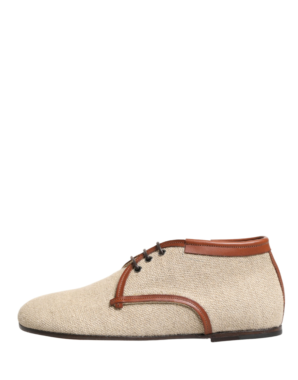 Dolce & Gabbana Men's Beige Canvas Lace-Up Derbies