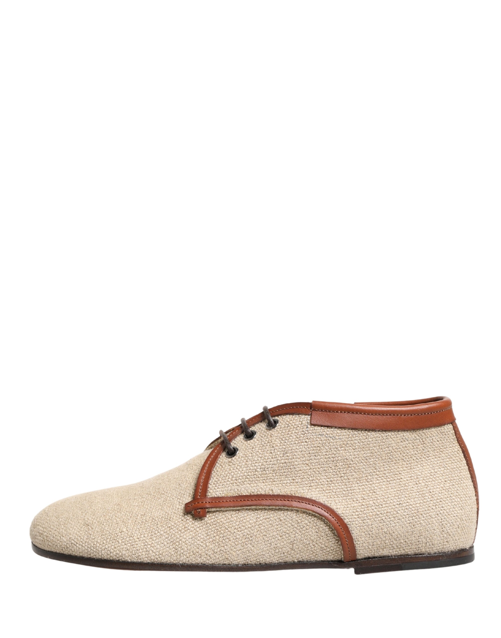 Dolce & Gabbana Men's Beige Canvas Lace-Up Derbies