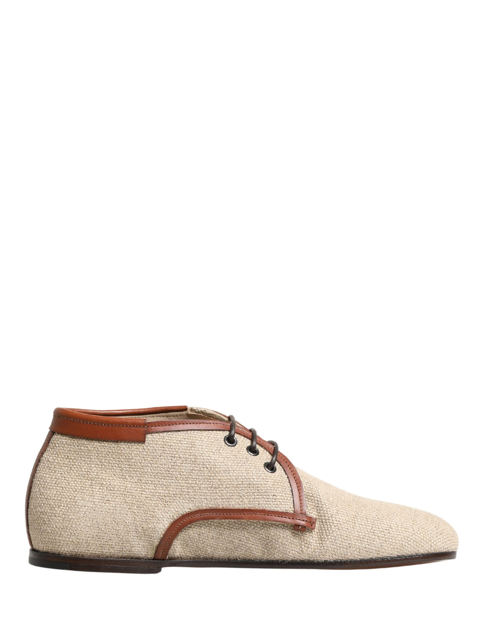 Dolce & Gabbana Men's Beige Canvas Lace-Up Derbies