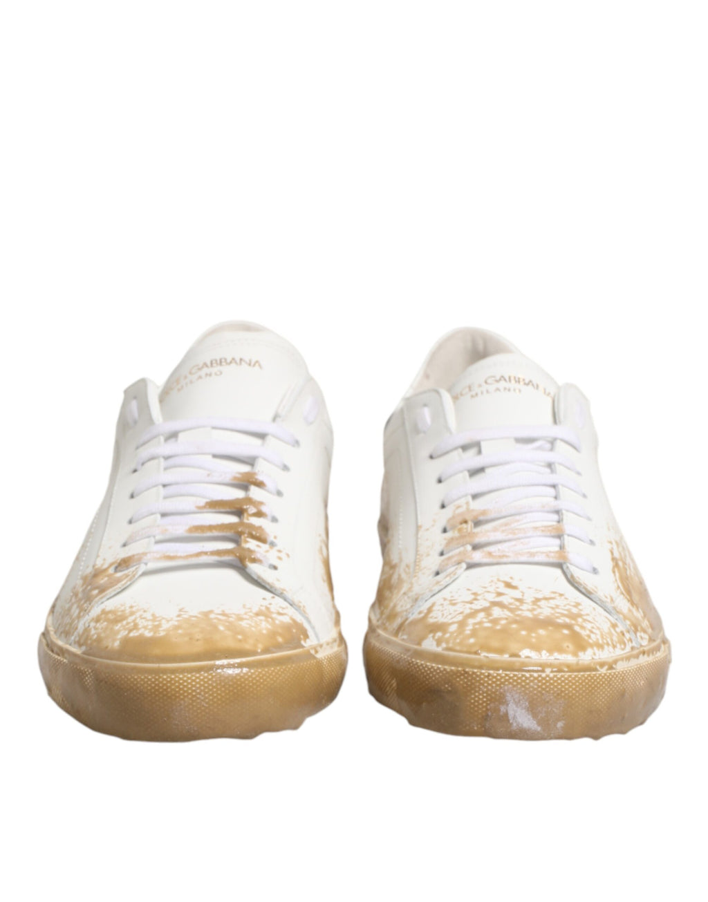 Dolce & Gabbana White Patent Leather Low-Top Sneakers